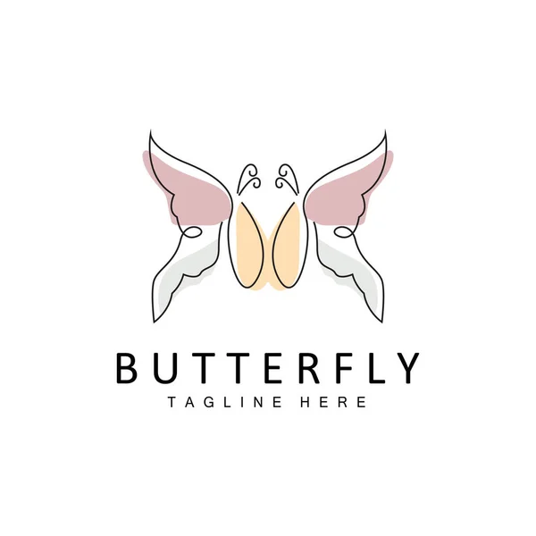 蝶のロゴ 美しい翼を持つ動物のデザイン 装飾動物 製品ブランド — ストックベクタ