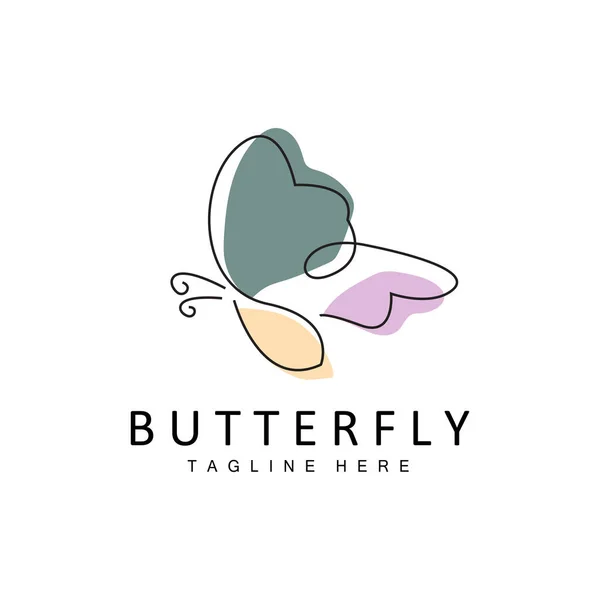 Schmetterling Logo Tierdesign Mit Schönen Flügeln Dekorationstiere Produktmarken — Stockvektor