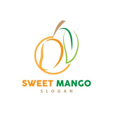 Mango Logosu, Taze Meyve Vektörü, Soyut Satır Biçimi Tasarımı, Simge Şablonu İllüstrasyonu