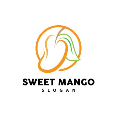 Mango Logosu, Taze Meyve Vektörü, Soyut Satır Biçimi Tasarımı, Simge Şablonu İllüstrasyonu