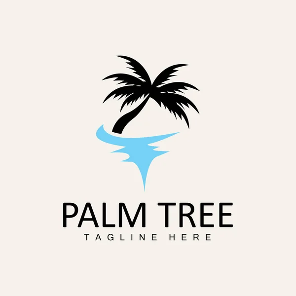 Coconut Tree Logo Palm Tree Sunset Beach Vector Elegant Minimalist — Stock Vector