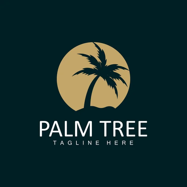 Hindistan cevizi ağacı logosu, Palm Tree Sunset Plaj Vektörü, Zarif Minimalist Basit Tasarım, Sembol Şablonu Simgesi Simgesi Simgesi Simgesi