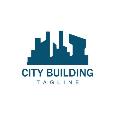 Skyline Logosu, Basit Modern Gökdelenler Tasarımı, Vektör Şehir Binaları, Simge Görünümü