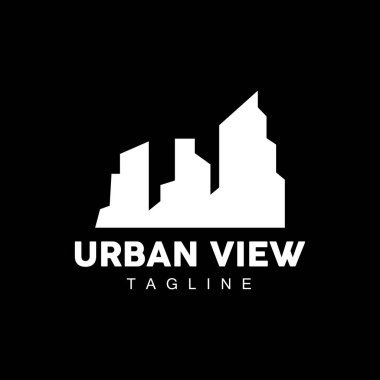 Skyline Logosu, Basit Modern Gökdelenler Tasarımı, Vektör Şehir Binaları, Simge Görünümü