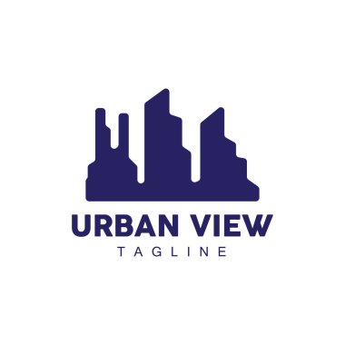 Skyline Logosu, Basit Modern Gökdelenler Tasarımı, Vektör Şehir Binaları, Simge Görünümü