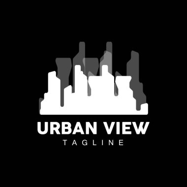 Skyline Logosu, Basit Modern Gökdelenler Tasarımı, Vektör Şehir Binaları, Simge Görünümü