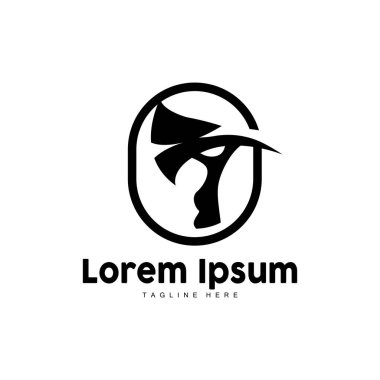 Balta Logosu, Ağaç Kesme Aracı Vektör Simgesi, Siluet Tasarımı, Retro Vintage Biçimi