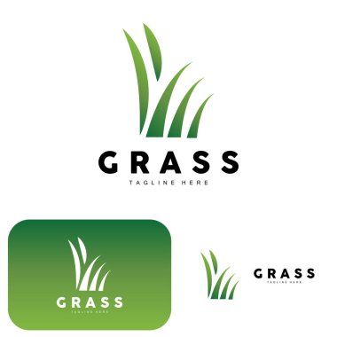 Green Grass Logo Design, Farm Landscape Illustration, Natural Scenery Vector