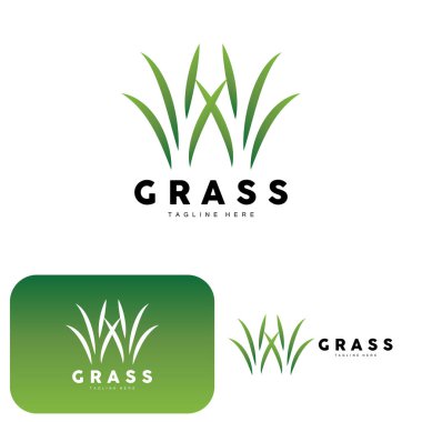 Green Grass Logo Design, Farm Landscape Illustration, Natural Scenery Vector