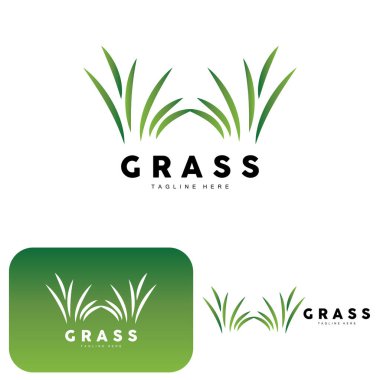 Green Grass Logo Design, Farm Landscape Illustration, Natural Scenery Vector