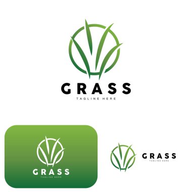 Green Grass Logo Design, Farm Landscape Illustration, Natural Scenery Vector