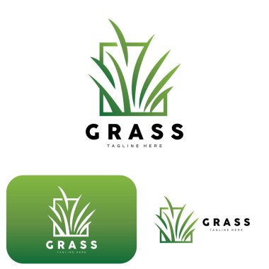 Green Grass Logo Design, Farm Landscape Illustration, Natural Scenery Vector