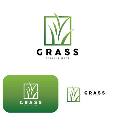 Green Grass Logo Design, Farm Landscape Illustration, Natural Scenery Vector