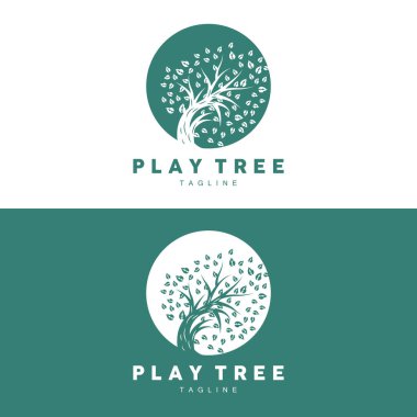 Ağaç Logosu Tasarımı, Oyun Bahçesi Vektörü, Eğitim Ağacı Simgesi