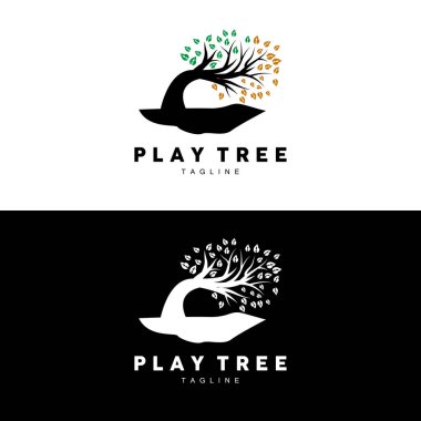 Ağaç Logosu Tasarımı, Oyun Bahçesi Vektörü, Eğitim Ağacı Simgesi