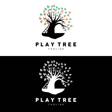 Ağaç Logosu Tasarımı, Oyun Bahçesi Vektörü, Eğitim Ağacı Simgesi