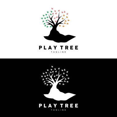 Ağaç Logosu Tasarımı, Oyun Bahçesi Vektörü, Eğitim Ağacı Simgesi