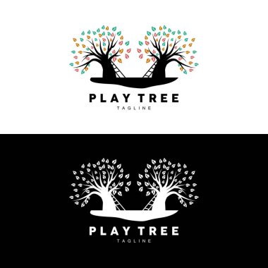 Ağaç Logosu Tasarımı, Oyun Bahçesi Vektörü, Eğitim Ağacı Simgesi