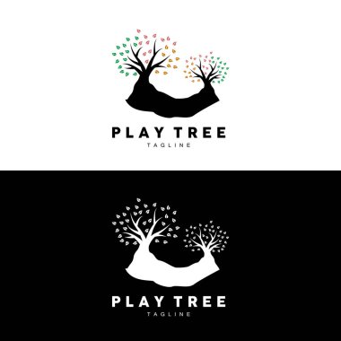 Ağaç Logosu Tasarımı, Oyun Bahçesi Vektörü, Eğitim Ağacı Simgesi
