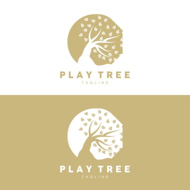Ağaç Logosu Tasarımı, Oyun Bahçesi Vektörü, Eğitim Ağacı Simgesi
