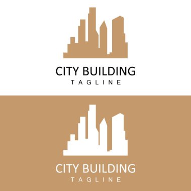 Skyline Logosu, Basit Modern Gökdelenler Tasarımı, Vektör Şehir Binaları, Simge Görünümü