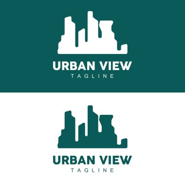 Skyline Logosu, Basit Modern Gökdelenler Tasarımı, Vektör Şehir Binaları, Simge Görünümü