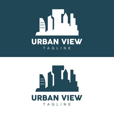 Skyline Logosu, Basit Modern Gökdelenler Tasarımı, Vektör Şehir Binaları, Simge Görünümü