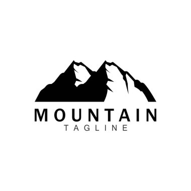 Dağ Logosu, Basit Siluet Tasarımı, Doğa Manzarası Vektörü Simgesi, Çizim Şablonu