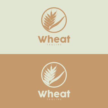 Pirinç Logosu, Çiftlik Buğdayı Logosu Tasarımı, Vektör Pirinç Şablonu Şablonu