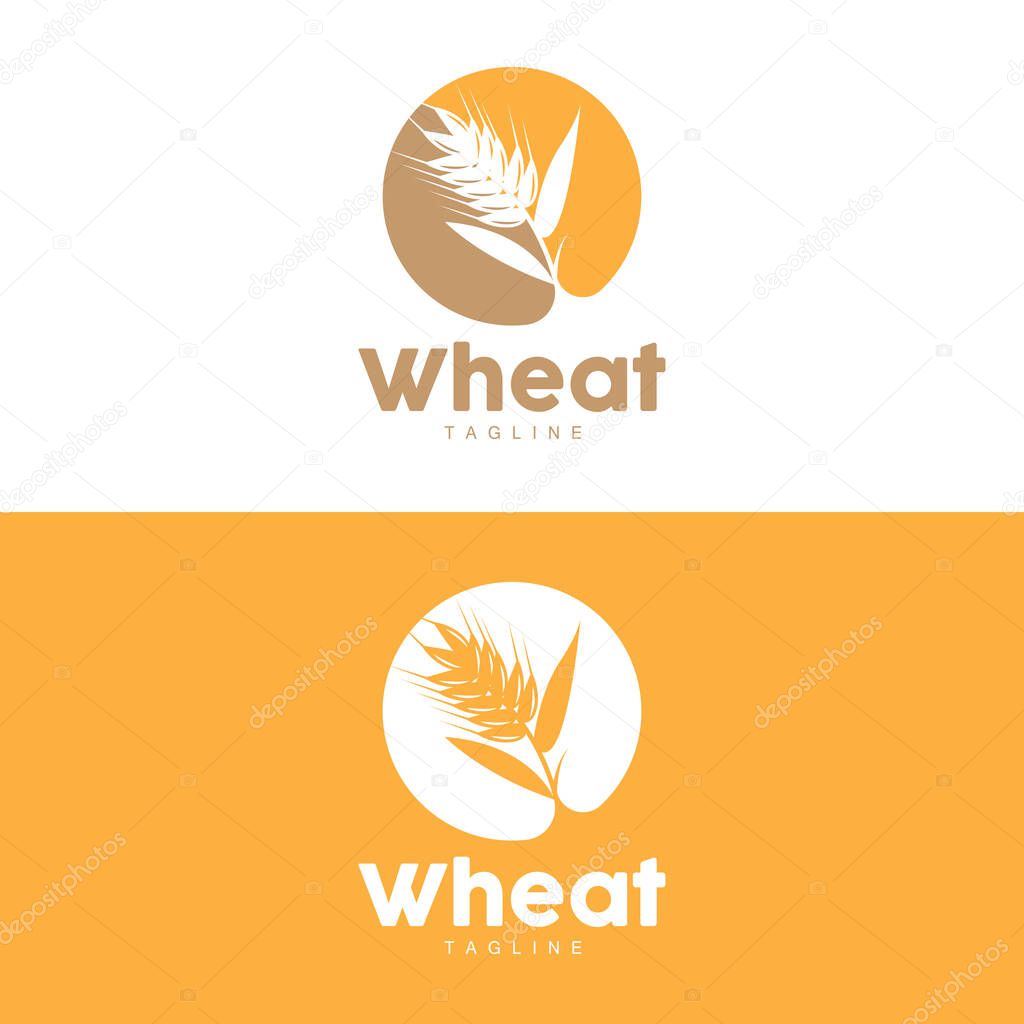 Rice Logo, Farm Wheat Logo Design, Vector Wheat Rice Icon Template Illustration