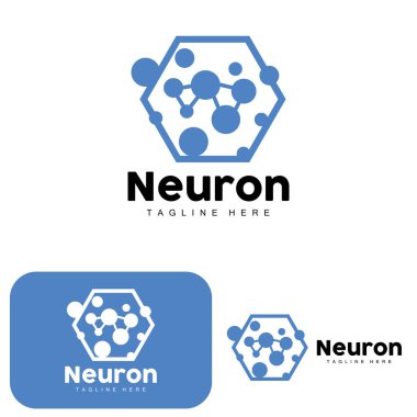 Neuron Logo Design Vector nerve cell illustration Molecular DNA health brand