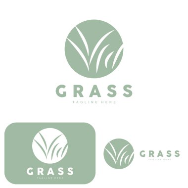 Green Grass Logo Design, Farm Landscape Illustration, Natural Scenery Vector