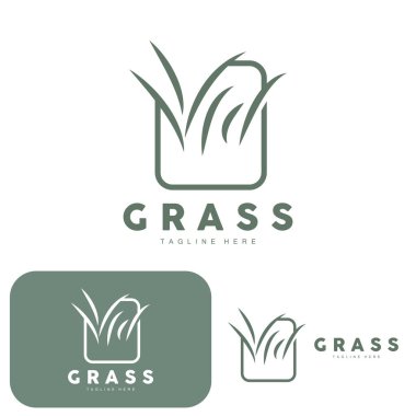 Green Grass Logo Design, Farm Landscape Illustration, Natural Scenery Vector