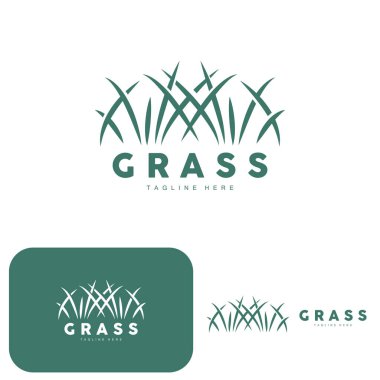 Green Grass Logo Design, Farm Landscape Illustration, Natural Scenery Vector