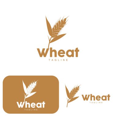 Pirinç Logosu, Çiftlik Buğdayı Logosu Tasarımı, Vektör Pirinç Şablonu Şablonu