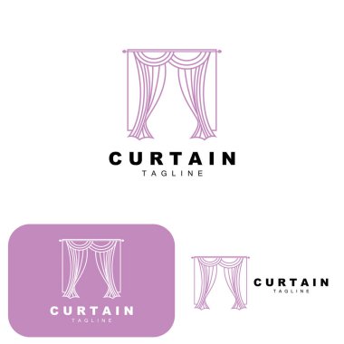 Home And Exhibition Curtain Logo Design, Building Decoration Vector Illustration