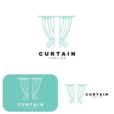Home And Exhibition Curtain Logo Design, Building Decoration Vector Illustration