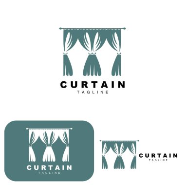 Home And Exhibition Curtain Logo Design, Building Decoration Vector Illustration