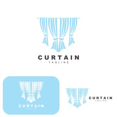 Home And Exhibition Curtain Logo Design, Building Decoration Vector Illustration