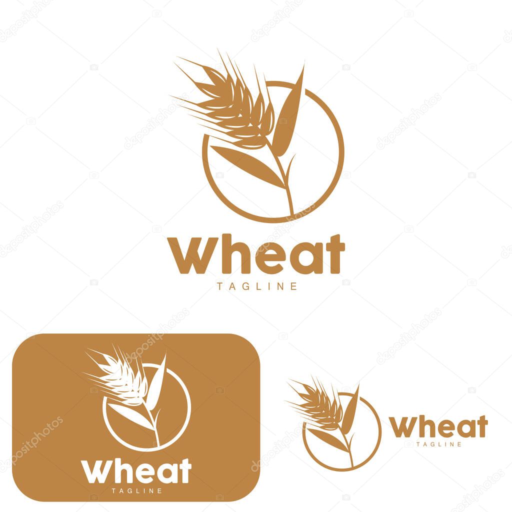 Rice Logo, Farm Wheat Logo Design, Vector Wheat Rice Icon Template Illustration