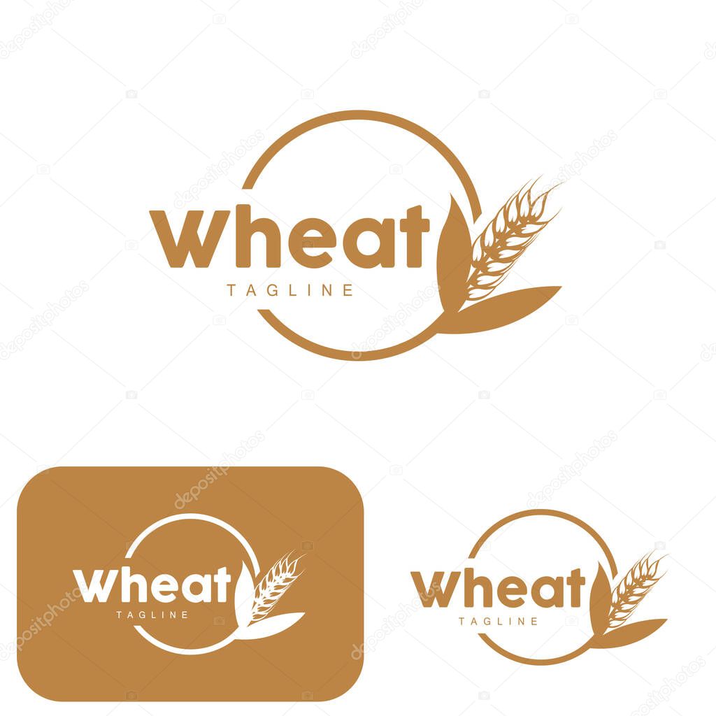 Rice Logo, Farm Wheat Logo Design, Vector Wheat Rice Icon Template Illustration