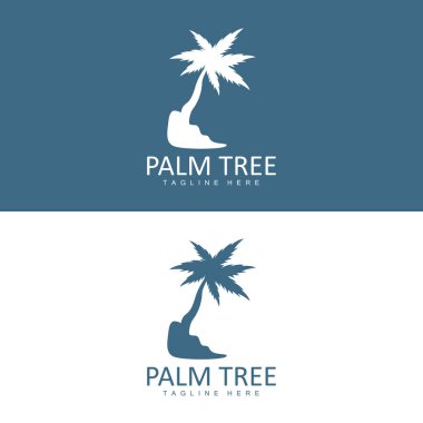 Hindistan cevizi ağacı logosu, Palm Tree Sunset Plaj Vektörü, Zarif Minimalist Basit Tasarım, Sembol Şablonu Simgesi Simgesi Simgesi Simgesi