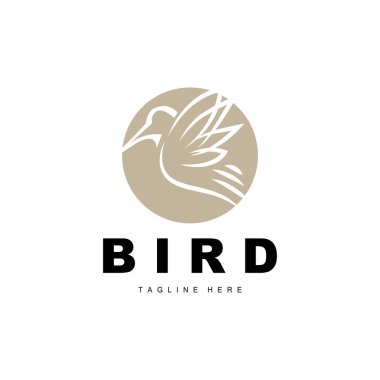 Kuş Logosu, Kuş Kanatları Vektörü, Ürün Markalaşması için Minimalist Tasarım, Şablon Simgesi İllüstrasyonu