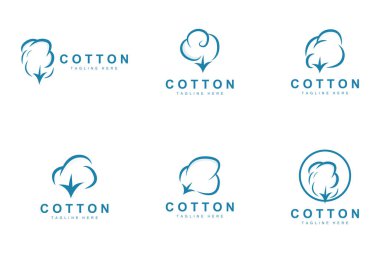 Cotton Logo, Soft Cotton Flower Design Vector Natural Organic Plants Apparel Materials And Beauty Textiles