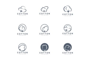 Cotton Logo, Soft Cotton Flower Design Vector Natural Organic Plants Apparel Materials And Beauty Textiles