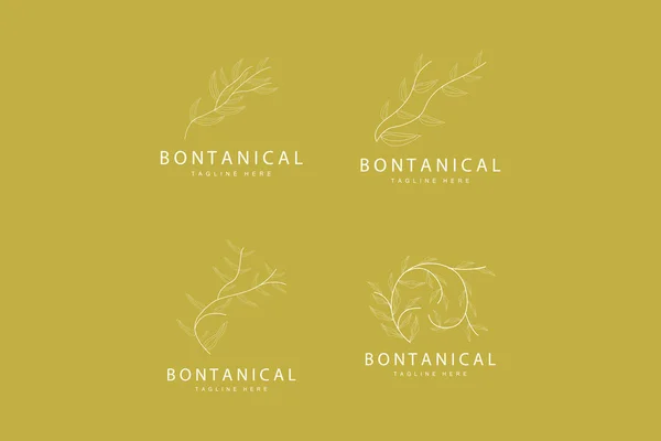 Logo Botanique Conception Végétale Naturelle Vecteur Icône Plante Fleur Avec — Image vectorielle