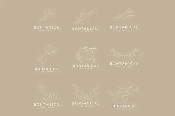 Logo Botanique Conception Végétale Naturelle Vecteur Icône Plante Fleur Avec — Image vectorielle