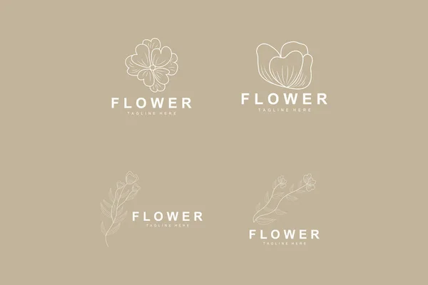 花のロゴ 葉と花植物園ベクトル 生命の花のデザイン — ストックベクタ