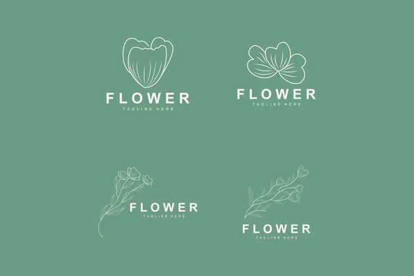 Logotipo Floral Hojas Flores Jardín Botánico Vector Diseño Floral Vida — Vector de stock