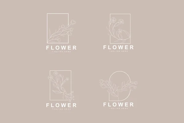 Logo Floral Feuilles Fleurs Vecteur Jardin Botanique Conception Florale Vie — Image vectorielle